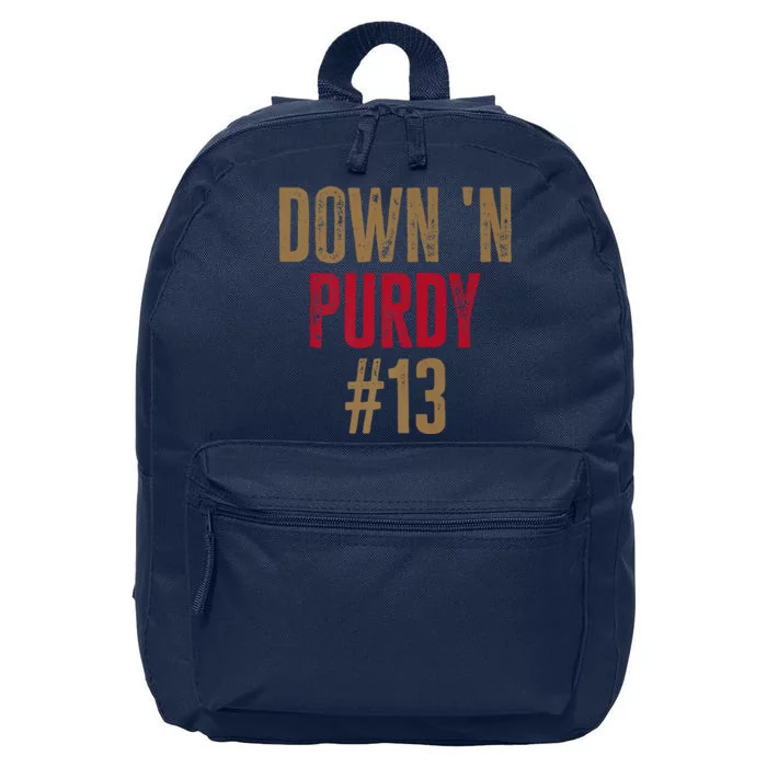 Down 'N Purdy 13 Brock Purdy American Football Quarterback 16 in Basic Backpack