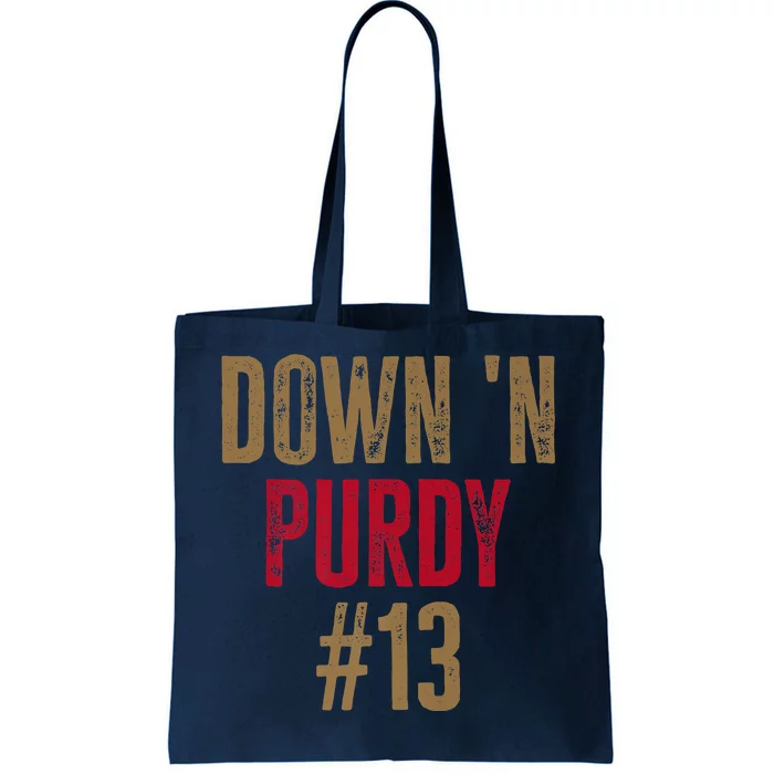 Down 'N Purdy 13 Brock Purdy American Football Quarterback Tote Bag