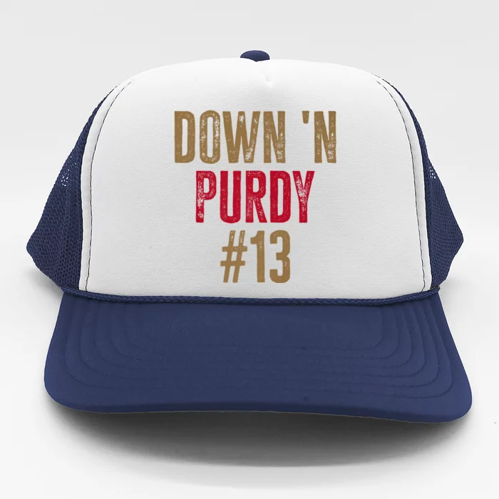 Down 'n Purdy 13 Brock Purdy American Football Quarterback Trucker Hat