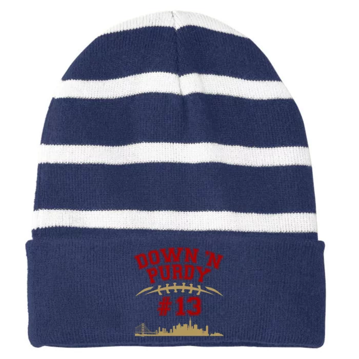 Down 'N Purdy #13 San Francisco Football Fan Striped Beanie with Solid Band