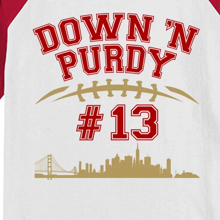 Down 'N Purdy #13 San Francisco Football Fan Kids Colorblock Raglan Jersey