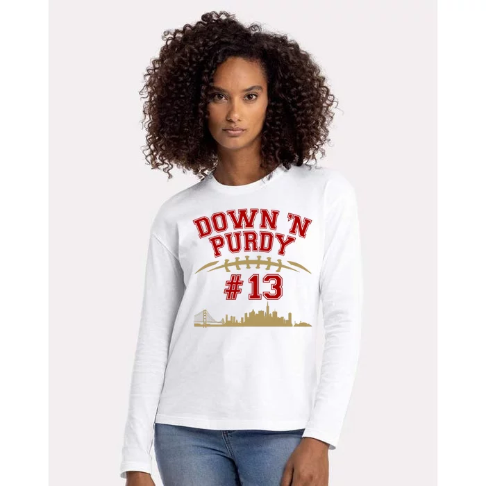 Down 'N Purdy #13 San Francisco Football Fan Womens Cotton Relaxed Long Sleeve T-Shirt