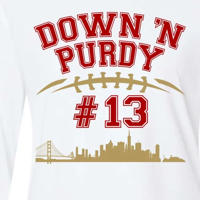 Down 'N Purdy #13 San Francisco Football Fan Womens Cotton Relaxed Long Sleeve T-Shirt