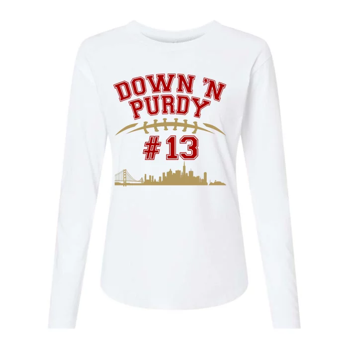 Down 'N Purdy #13 San Francisco Football Fan Womens Cotton Relaxed Long Sleeve T-Shirt