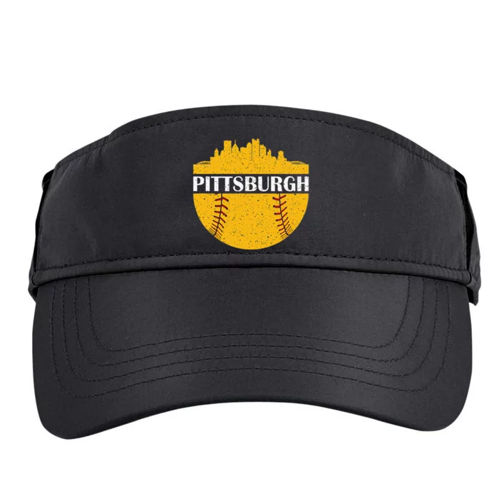 Distressed Novelty Pirate Pittsburgh Baseball Cityscape Adult Drive Performance Visor