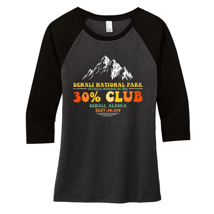 Denali National Park Alaska 30 Club Denali Mountain Tourist Women's Tri-Blend 3/4-Sleeve Raglan Shirt