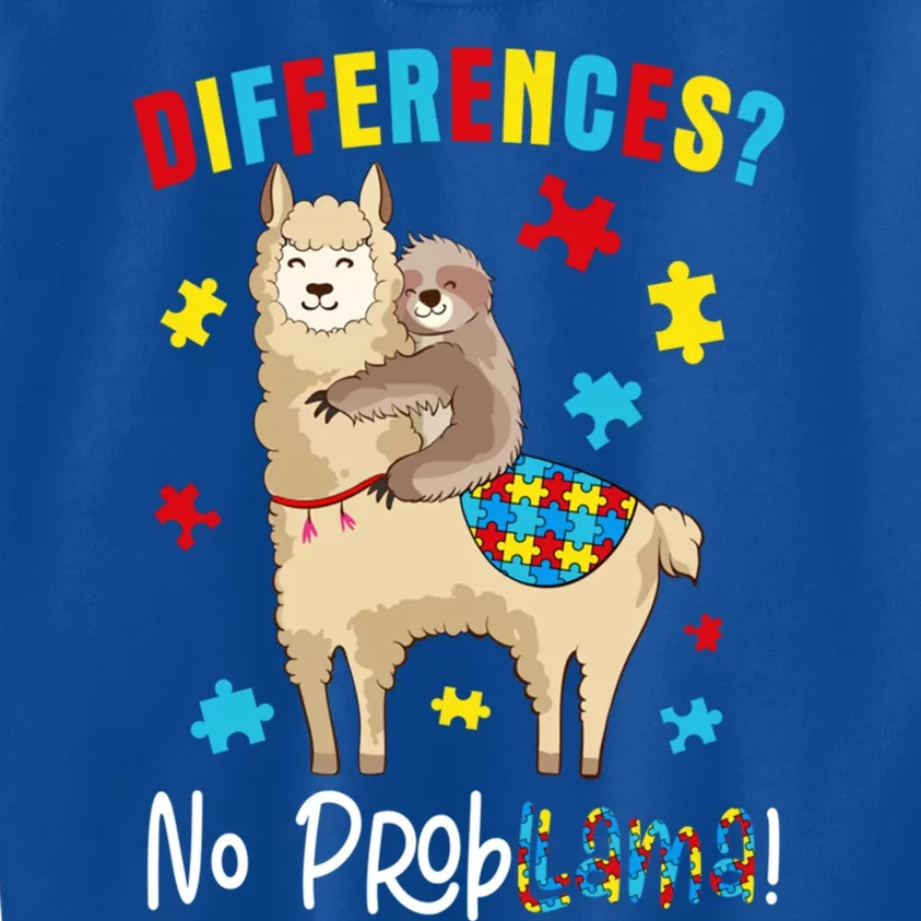 Different No Probgreat Giftllama Sloth Llama Puzzle Autism Awareness Gift Kids Sweatshirt