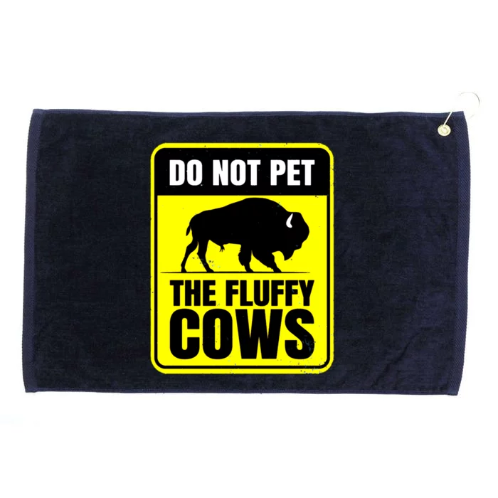 Do Not Pet The Fluffy Cows American Bison Yellow Sign Grommeted Golf Towel