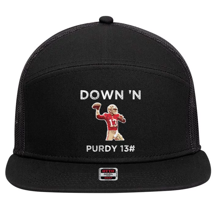 Down 'N Purdy 13 Brock Purdy American Football Quarterback 7 Panel Mesh Trucker Snapback Hat