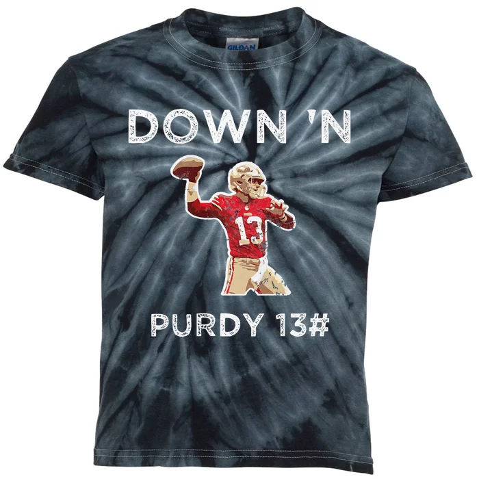 Down 'N Purdy 13 Brock Purdy American Football Quarterback Kids Tie-Dye T-Shirt