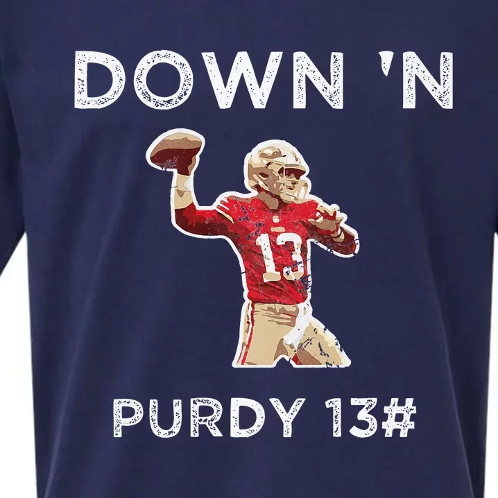 Down 'N Purdy 13 Brock Purdy American Football Quarterback Sueded Cloud Jersey T-Shirt