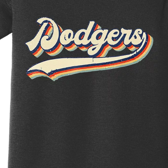 Dodgers Name Retro Vintage Gift Baby Bodysuit