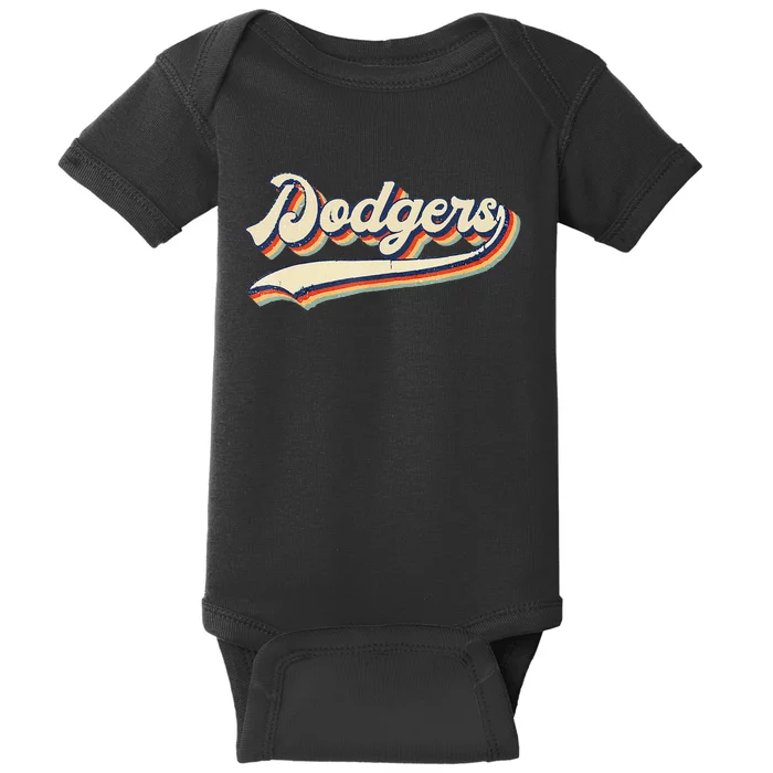 Dodgers Name Retro Vintage Gift Baby Bodysuit