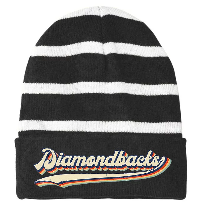 Diamondbacks Name Retro Vintage Gift For Men Women Boy Girl Striped Beanie with Solid Band