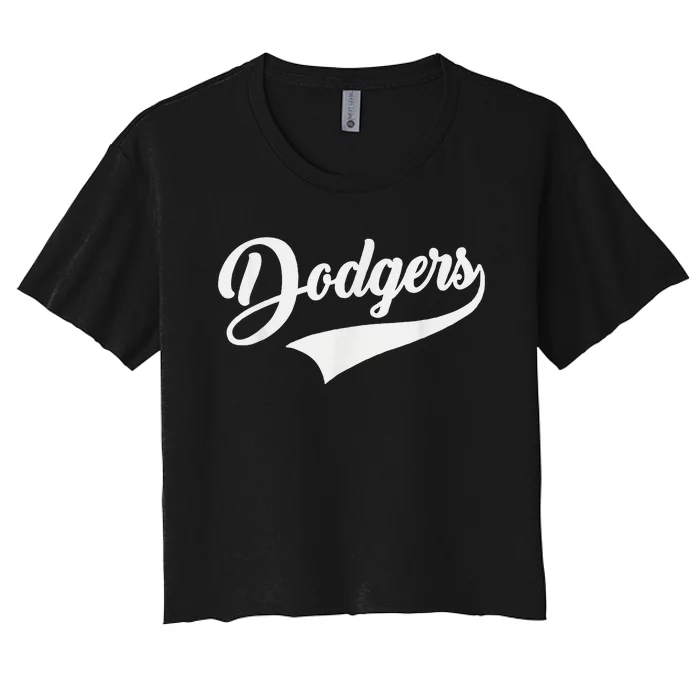 Dodgers Name Retro Vintage Women's Crop Top Tee