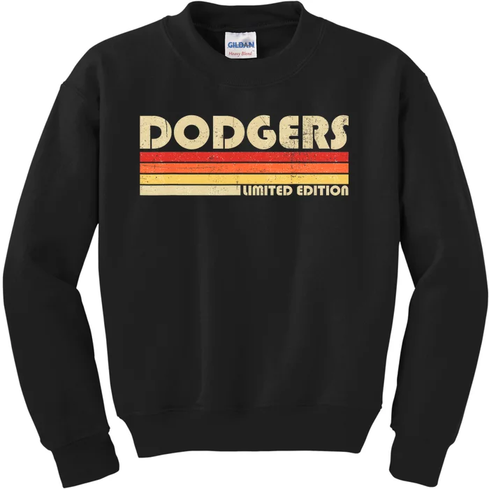 Dodgers Name Retro Vintage Apparel Kids Sweatshirt