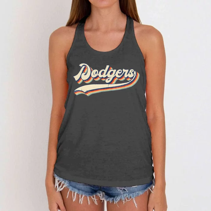 Dodgers Name Retro Vintage Gift Women's Knotted Racerback Tank