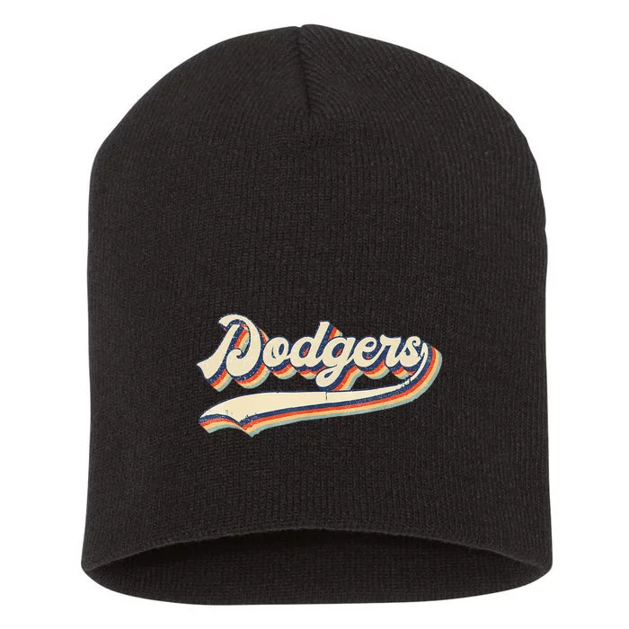 Dodgers Name Retro Vintage Gift Short Acrylic Beanie