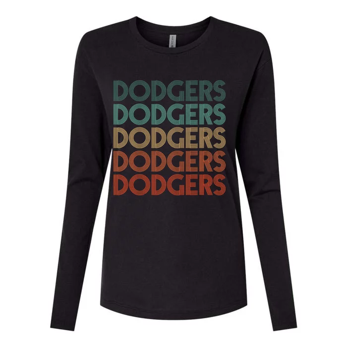 Dodgers Name Retro Vintage Apparel Gift Dodgers Lover Womens Cotton Relaxed Long Sleeve T-Shirt