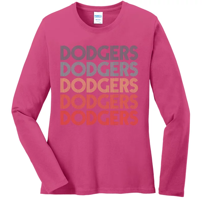 Dodgers Name Retro Vintage Apparel Gift Dodgers Lover Ladies Long Sleeve Shirt