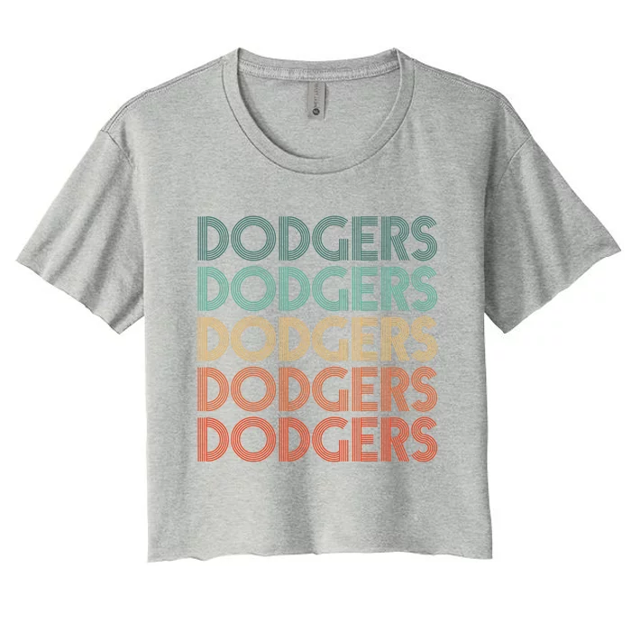 Dodgers Name Retro Vintage Apparel Gift Dodgers Lover Women's Crop Top Tee