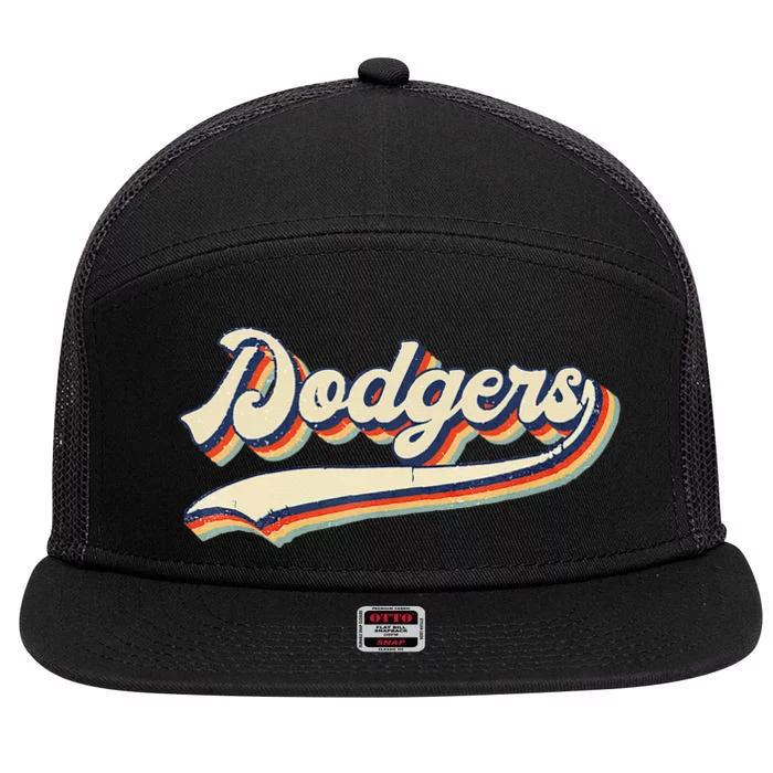 Dodgers Name Retro Vintage Gift For Men Women Boy Girl 7 Panel Mesh Trucker Snapback Hat