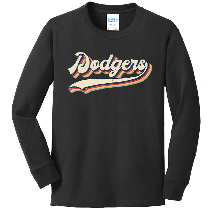 Dodgers Name Retro Vintage Gift For Men Women Boy Girl Kids Long Sleeve Shirt