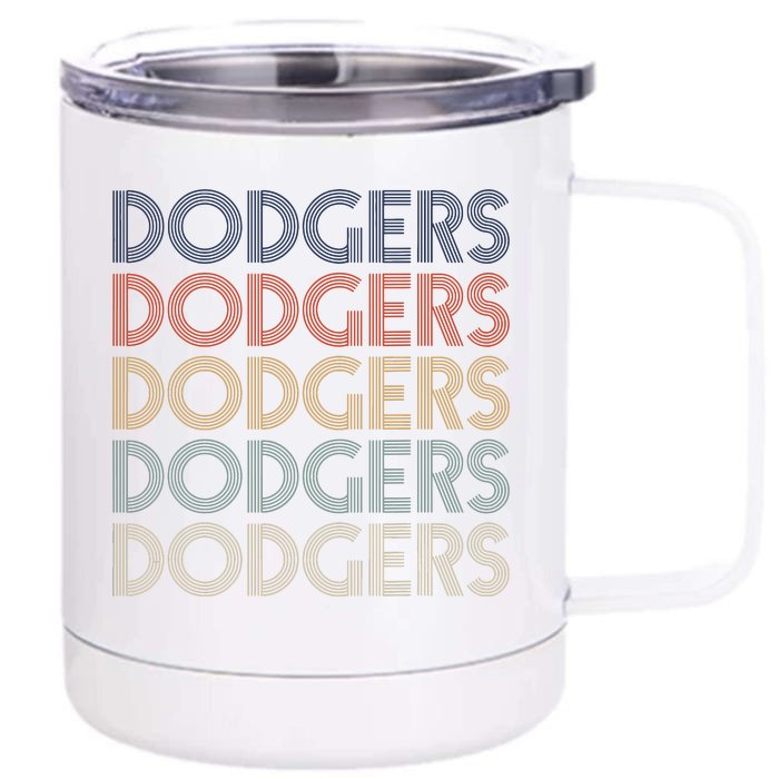 Dodgers Name Retro Vintage Apparel Gift Dodgers Lover Front & Back 12oz Stainless Steel Tumbler Cup