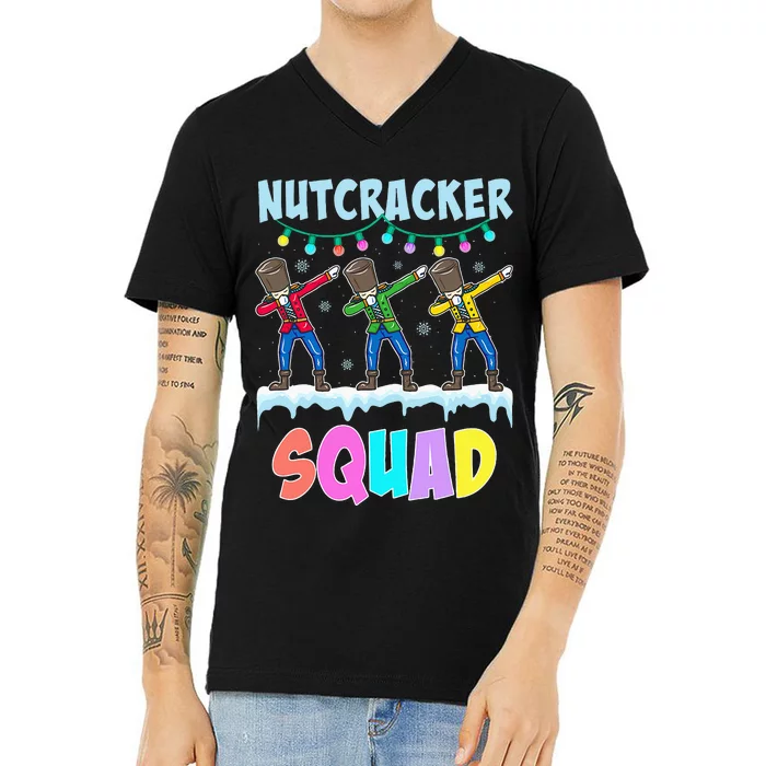 Dabbing Nutcracker Squad Christmas Ballet Pj Xmas V-Neck T-Shirt