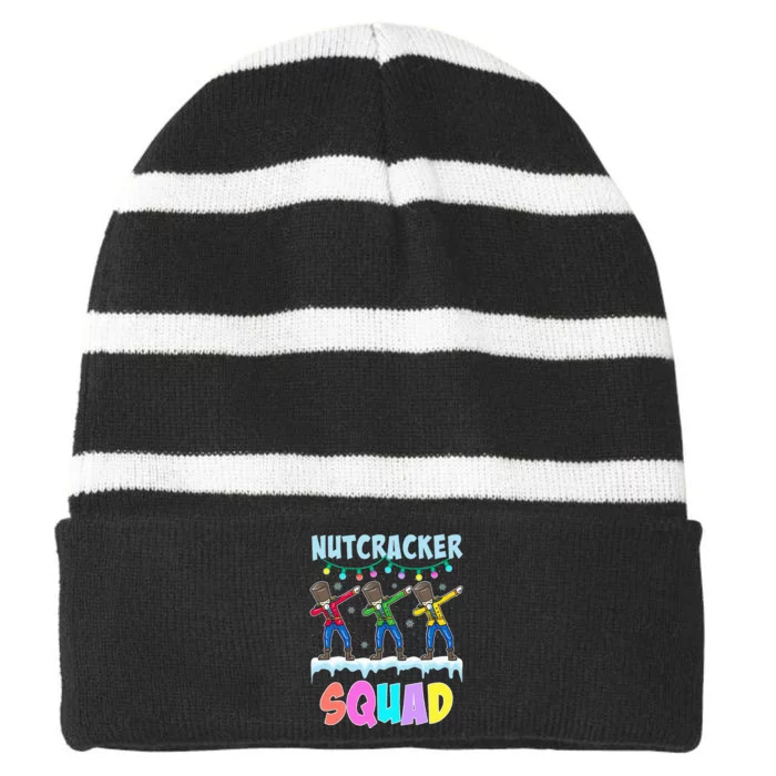 Dabbing Nutcracker Squad Christmas Ballet Pj Xmas Striped Beanie with Solid Band