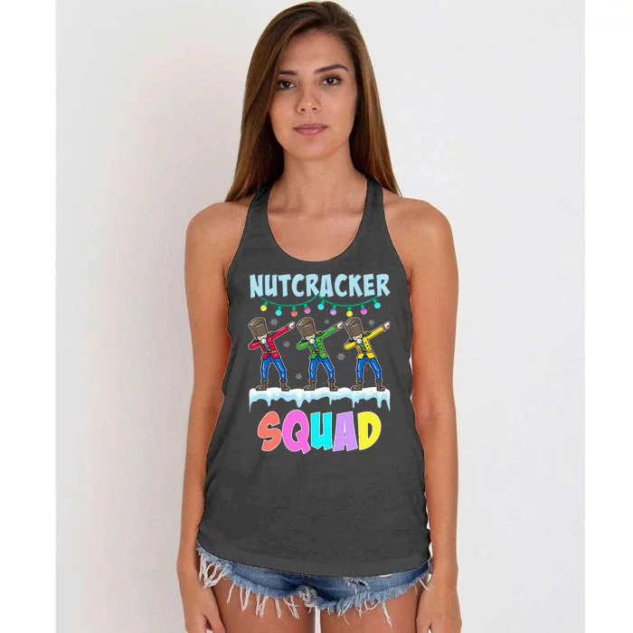 Dabbing Nutcracker Squad Christmas Ballet Pj Xmas Women's Knotted Racerback Tank