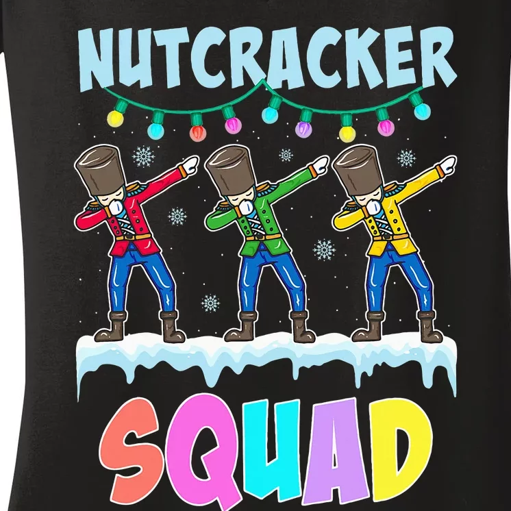 Dabbing Nutcracker Squad Christmas Ballet Pj Xmas Women's V-Neck T-Shirt