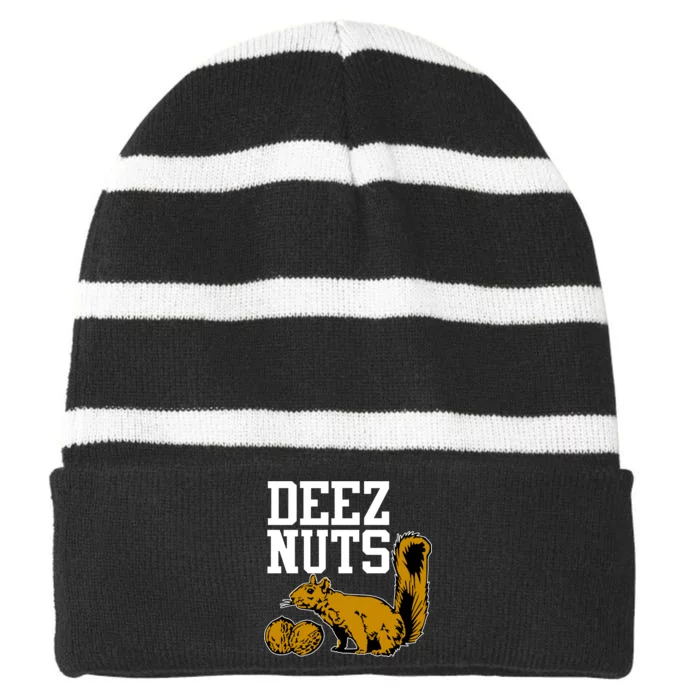 Deez Nuts Squirrel Striped Beanie with Solid Band