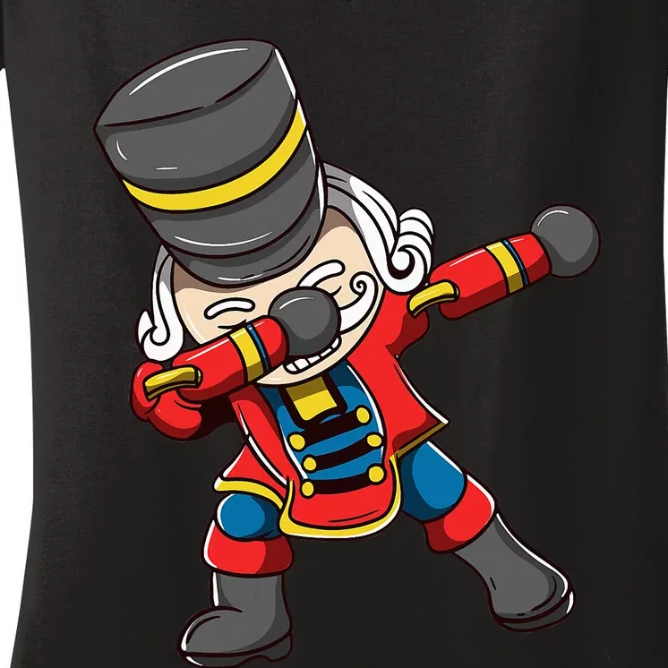 Dabbing Nutcracker Squad Matching Christmas Women's V-Neck T-Shirt