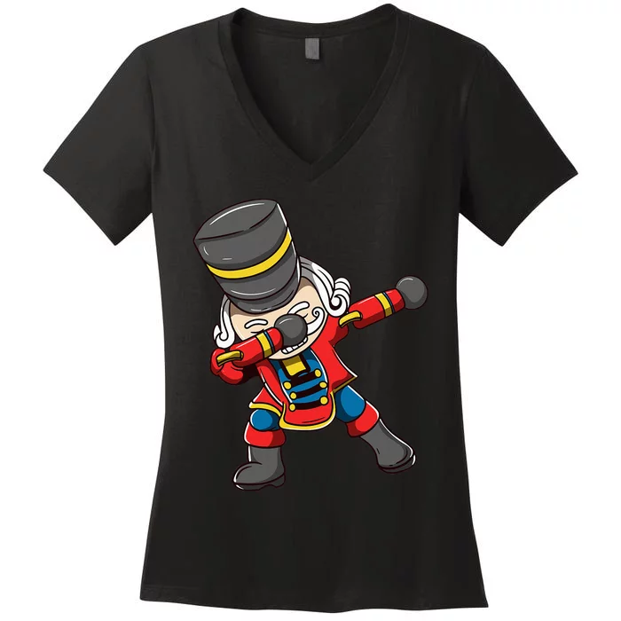 Dabbing Nutcracker Squad Matching Christmas Women's V-Neck T-Shirt