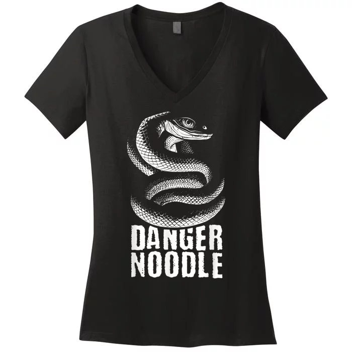 Danger Noodle Snake Reptile Lover Zoo Zookeeper Zoologist Women's V-Neck T-Shirt