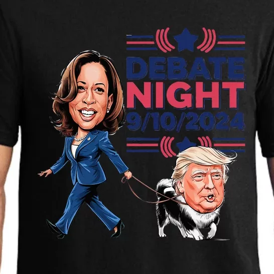 Debate Night Showdown Kamala Dog Walks Trump Pajama Set