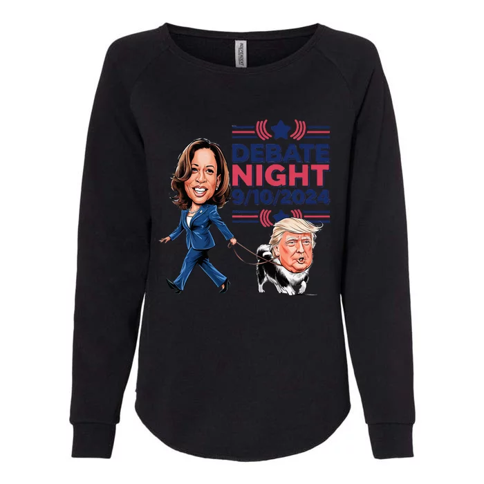 Debate Night Showdown Kamala Dog Walks Trump Womens California Wash Sweatshirt