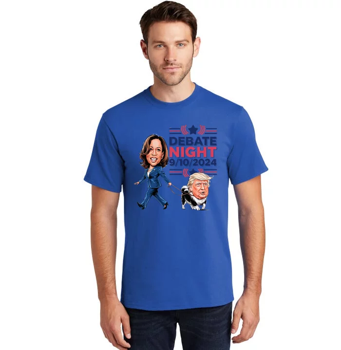 Debate Night Showdown Kamala Dog Walks Trump Tall T-Shirt