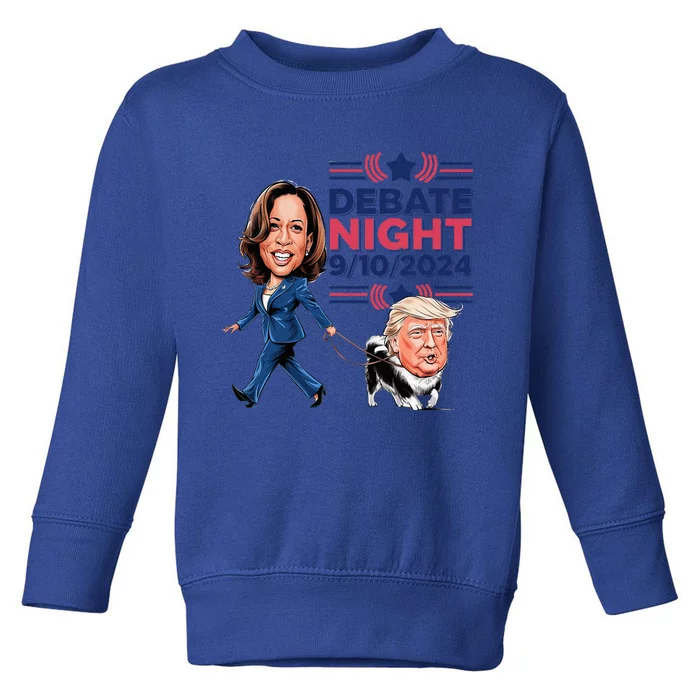 Debate Night Showdown Kamala Dog Walks Trump Toddler Sweatshirt