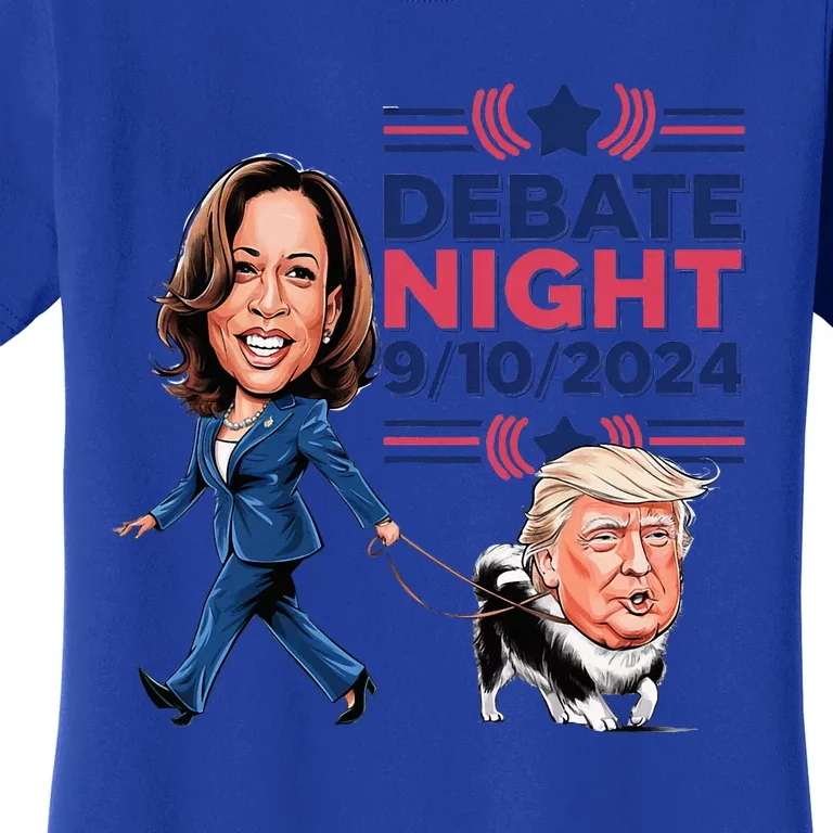 Debate Night Showdown Kamala Dog Walks Trump Women's T-Shirt