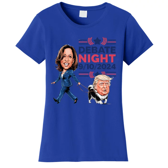 Debate Night Showdown Kamala Dog Walks Trump Women's T-Shirt