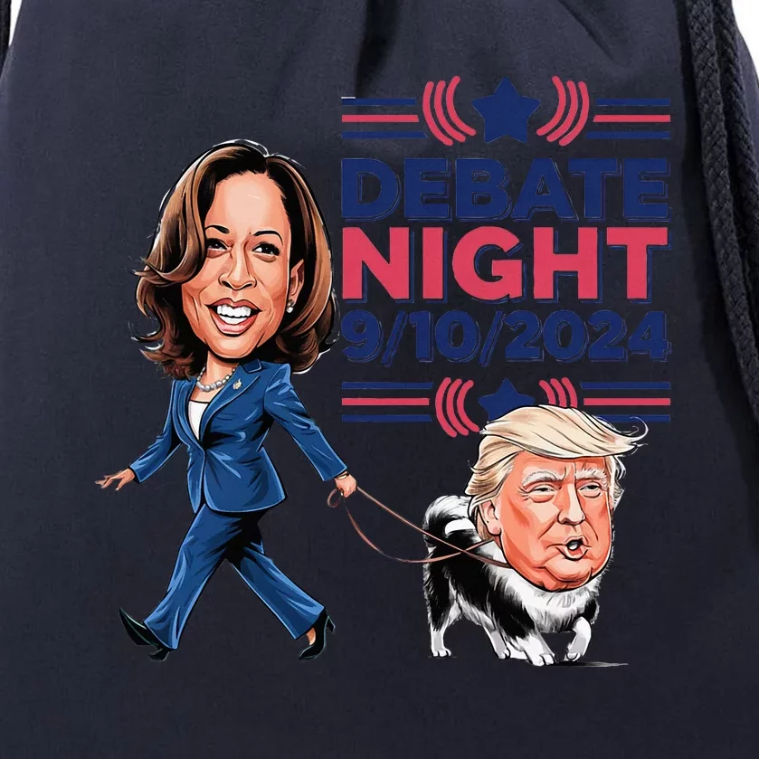 Debate Night Showdown Kamala Dog Walks Trump Drawstring Bag