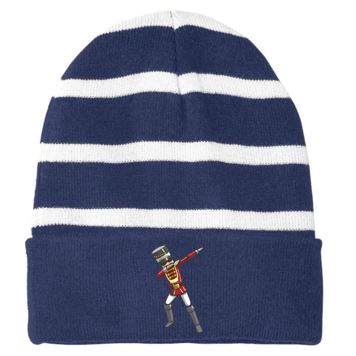 Dabbing Nutcracker Soldier Toy Christmas Dab Dance Striped Beanie with Solid Band