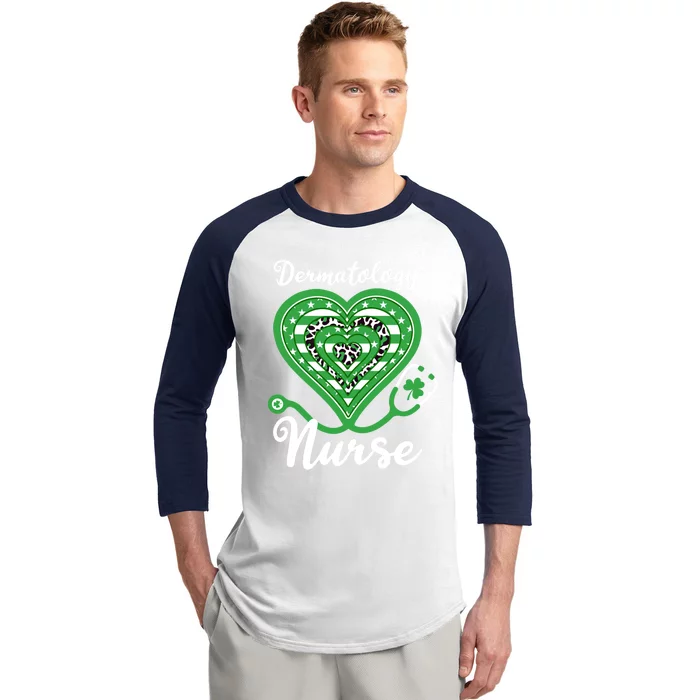 Dermatology Nurse Stethoscope Heart Us Flag Shamrock Leopard Gift Baseball Sleeve Shirt