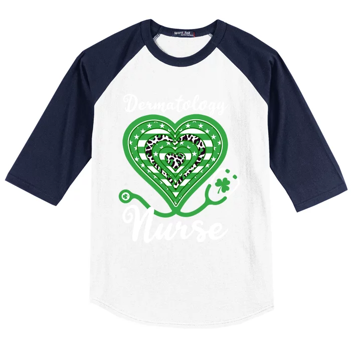 Dermatology Nurse Stethoscope Heart Us Flag Shamrock Leopard Gift Baseball Sleeve Shirt