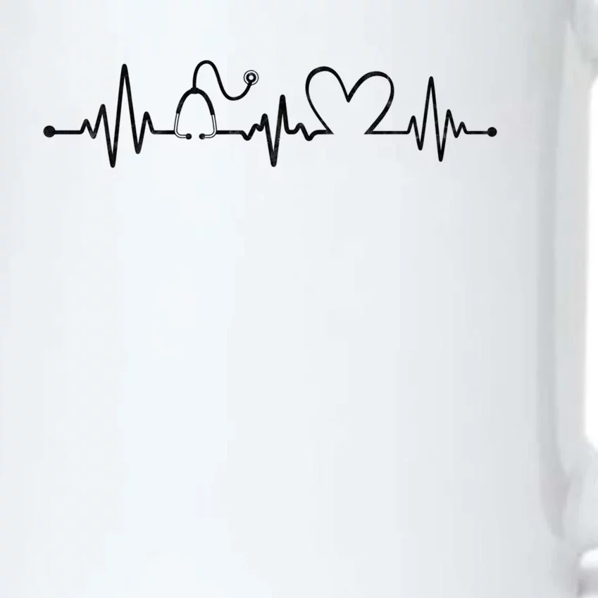 Distressed Nurse Stethoscope Heartbeat Graphic Stethoscope Meaningful Gift Black Color Changing Mug