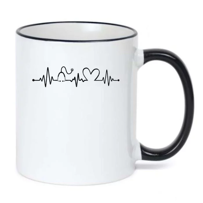 Distressed Nurse Stethoscope Heartbeat Graphic Stethoscope Meaningful Gift Black Color Changing Mug