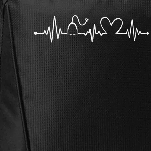 Distressed Nurse Stethoscope Heartbeat Graphic Stethoscope Meaningful Gift City Backpack