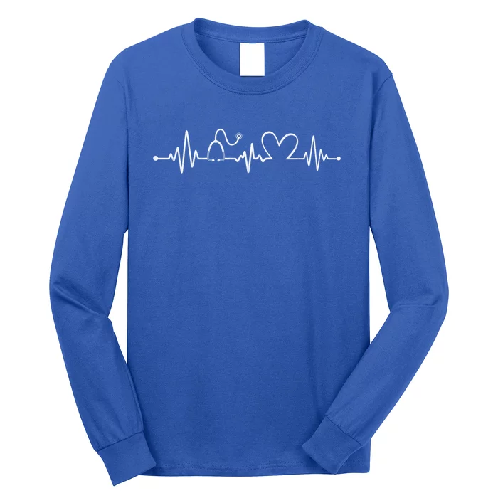 Distressed Nurse Stethoscope Heartbeat Graphic Stethoscope Meaningful Gift Long Sleeve Shirt